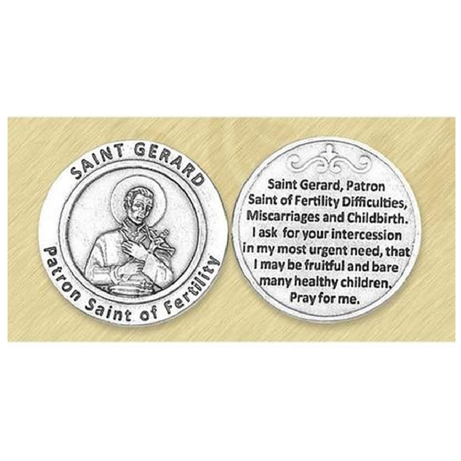 Saint Gerard Patron Saint of Fertility - Silver Toned Pocket Token
