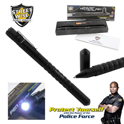 Police Force TACTICAL Writing PEN w/LED Light DNA Collector Warranty Streetwise