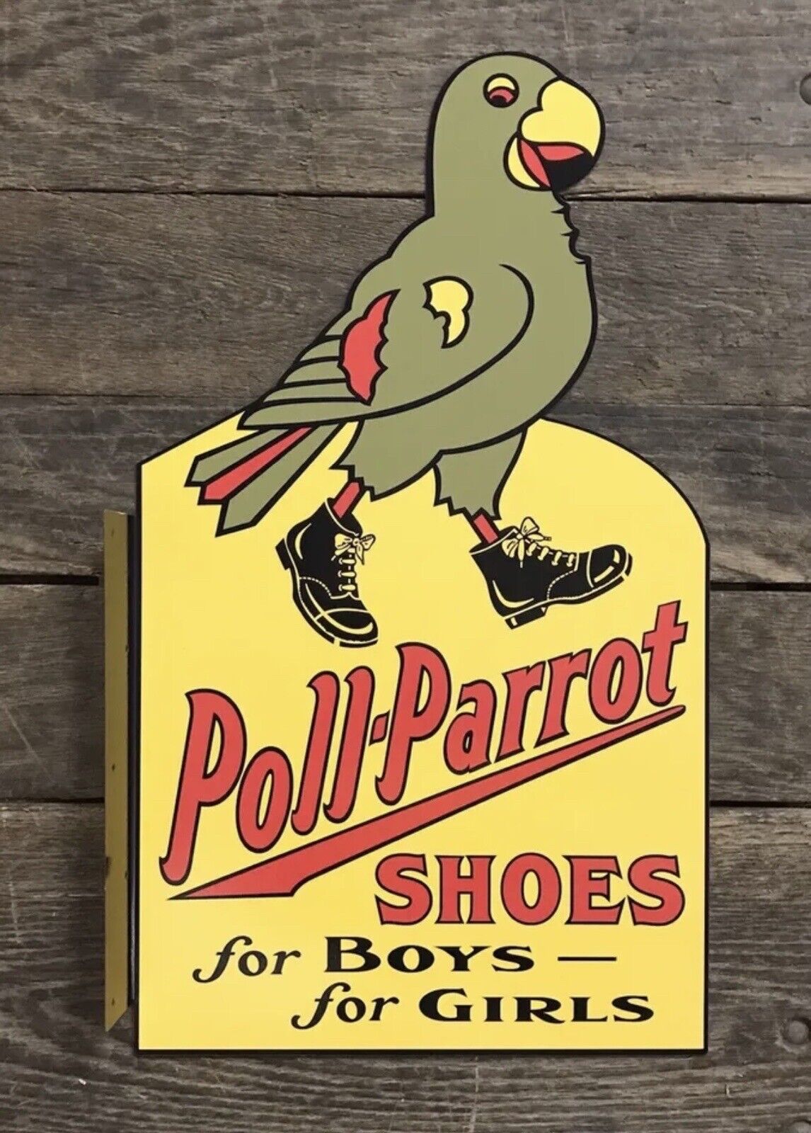 POLL-PARROT “For Boys & For Girls”  Children Shoes Flange Sign, ,23.5” x 13.5”