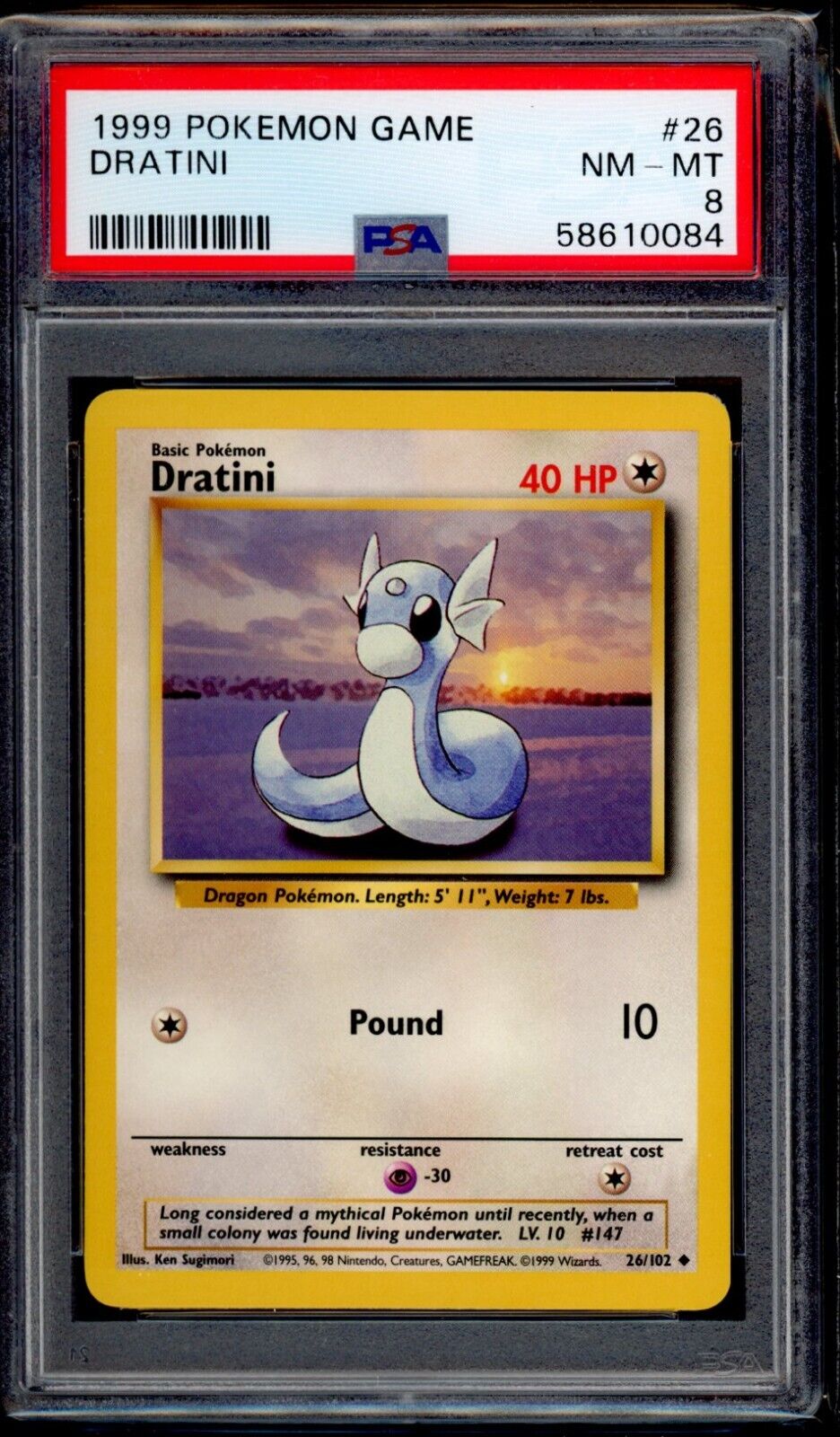 PSA 8 Dratini 1999 Pokemon Card 26/102 Base Set
