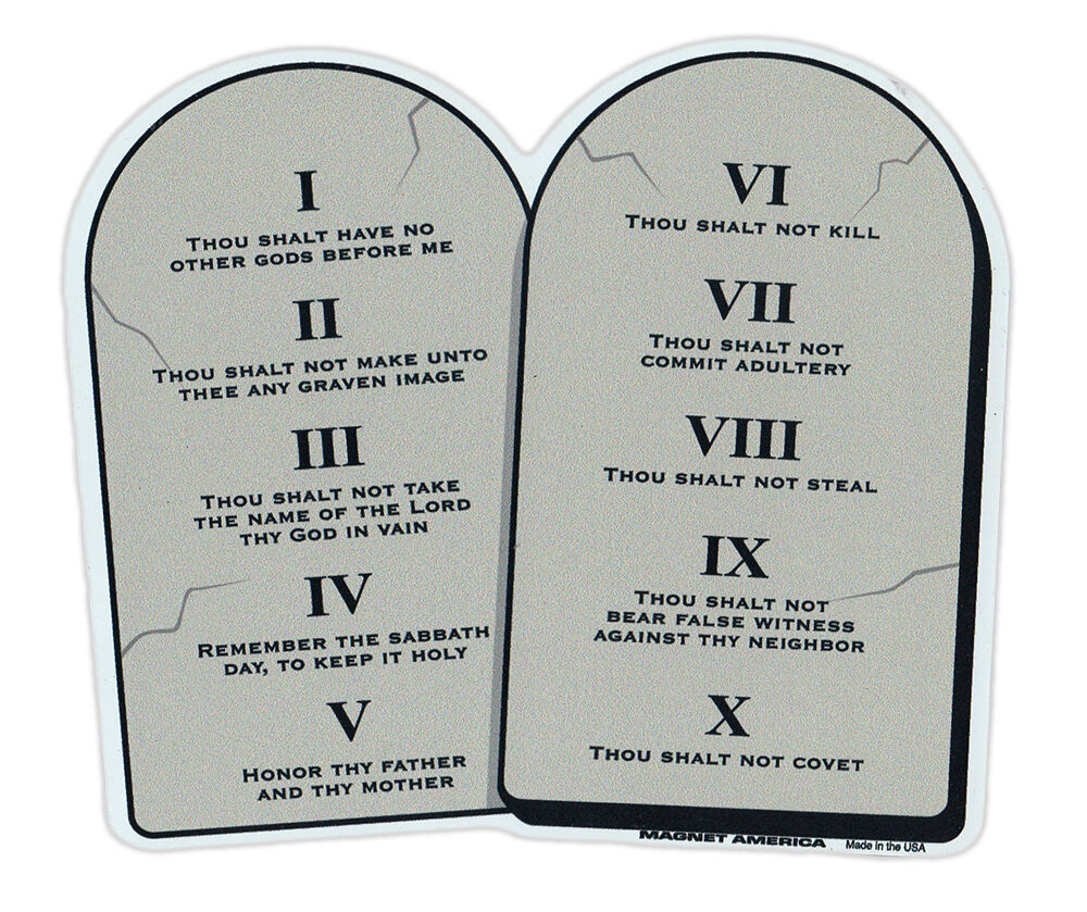 Magnetic Bumper Sticker - 10 Commandments on Stone Tablets - Religious Magnet
