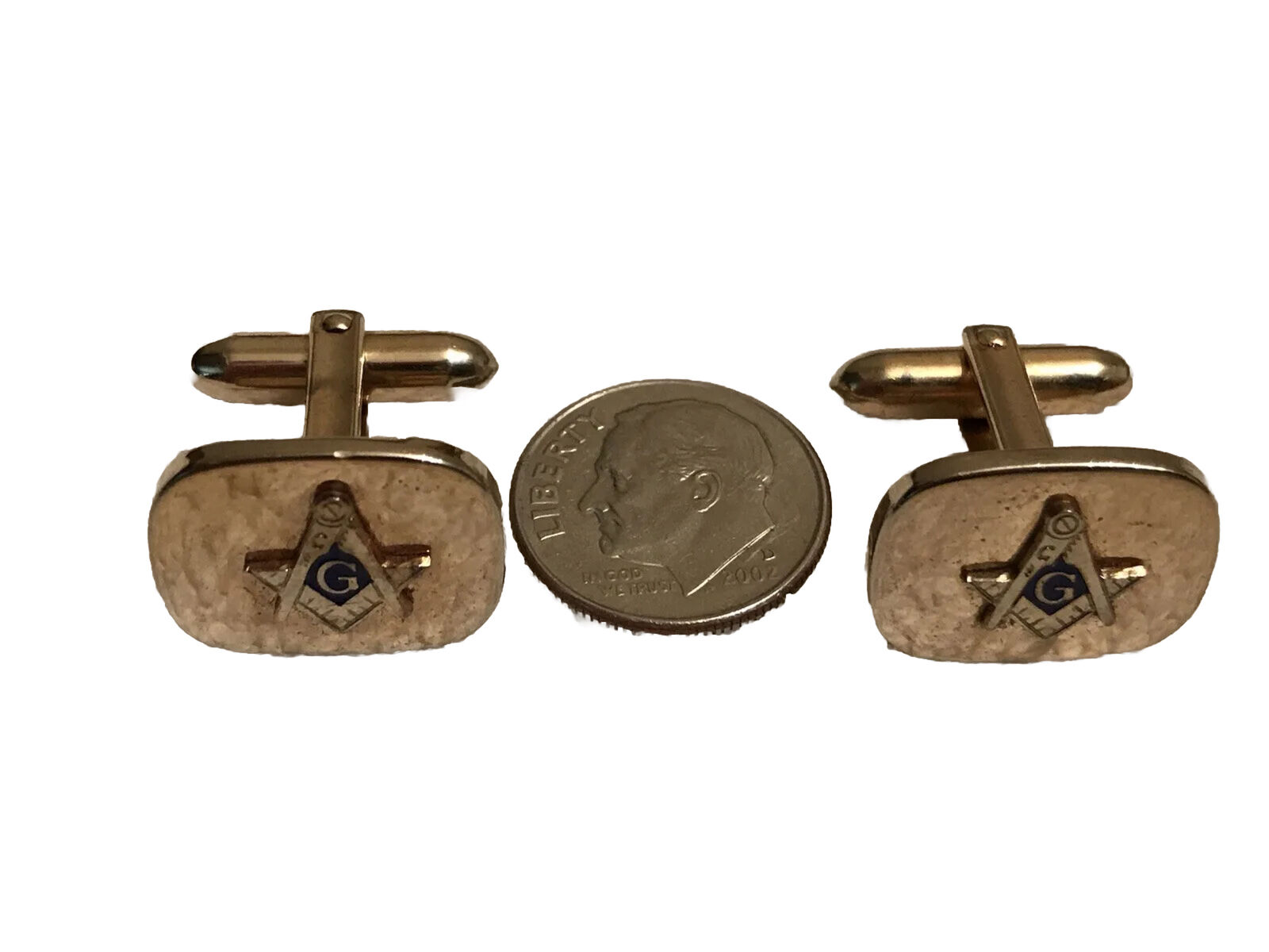 Masonic 10k Y.G.P/Cuff Links Square ,Compass, & Letter G