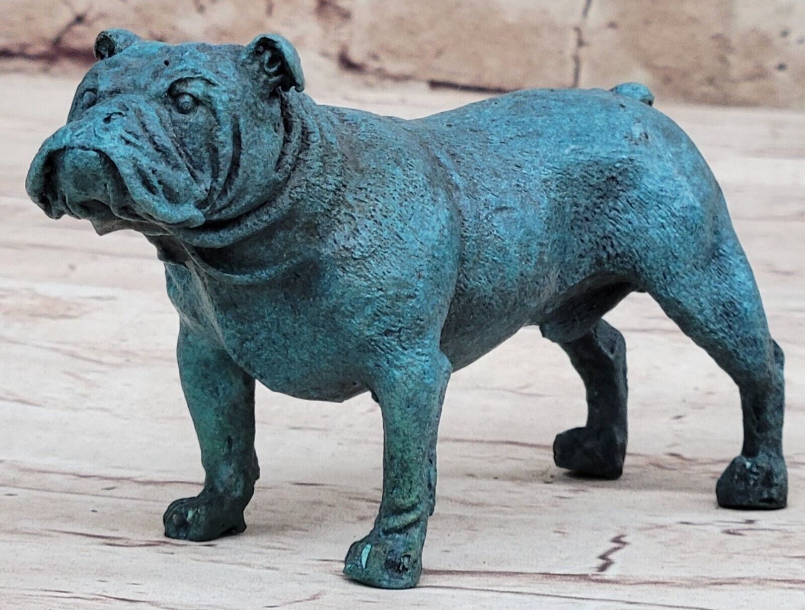 RARE Vintage Style French Bulldog pure 100% Bronze Cast Metal Patina Dog Figure