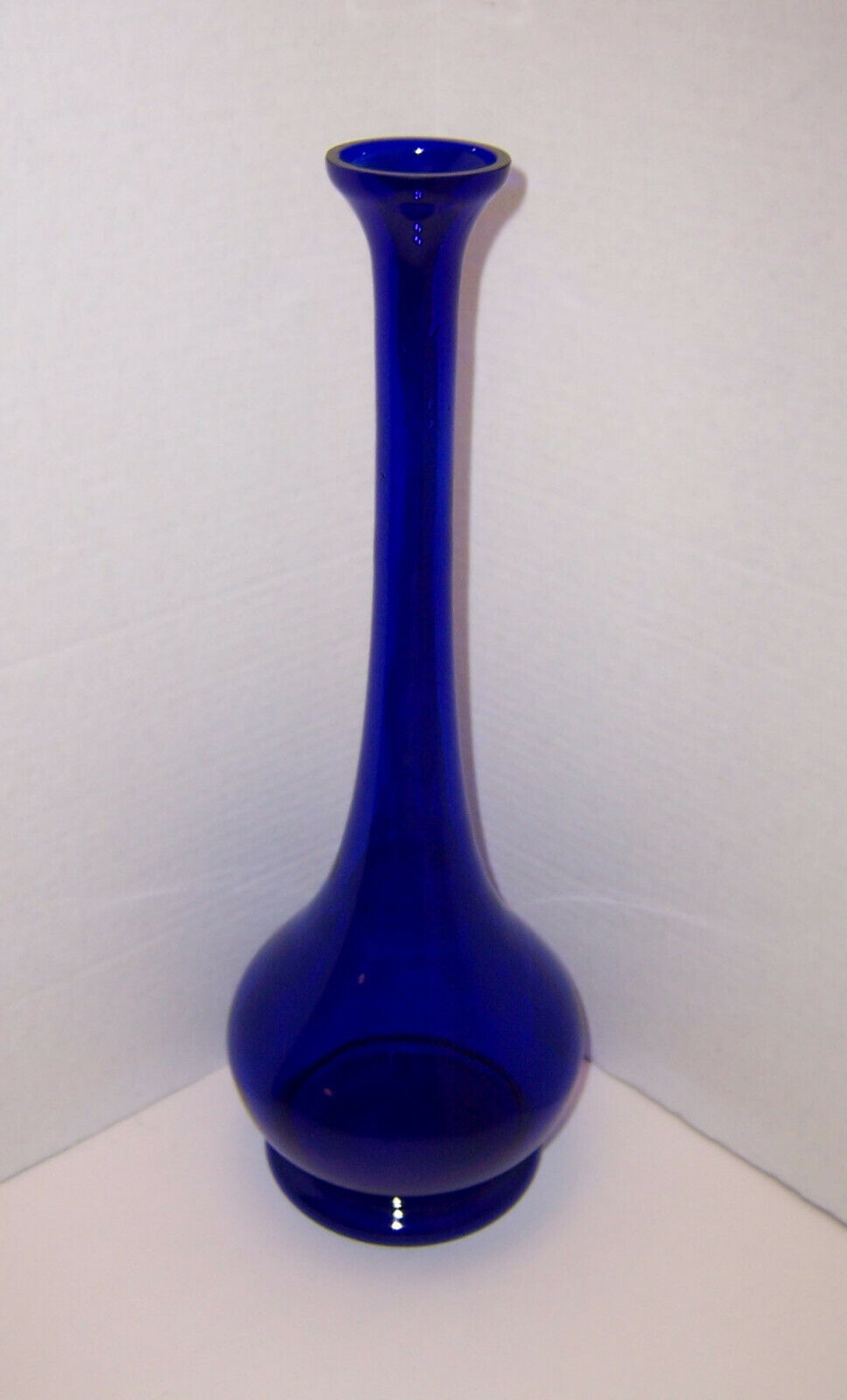 Vintage Unbranded Cobalt Blue Glass Tall Vase (16”) Beautiful Condition