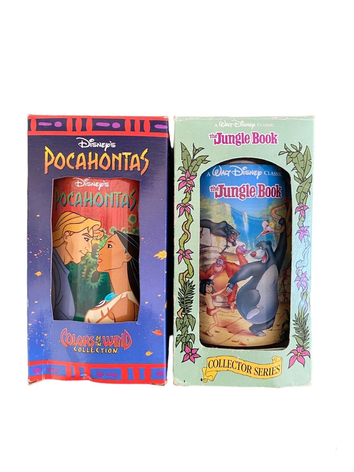 Disney Vintage Pocahontas & John Smith/ Jungle Book Burger King Collectible Cups