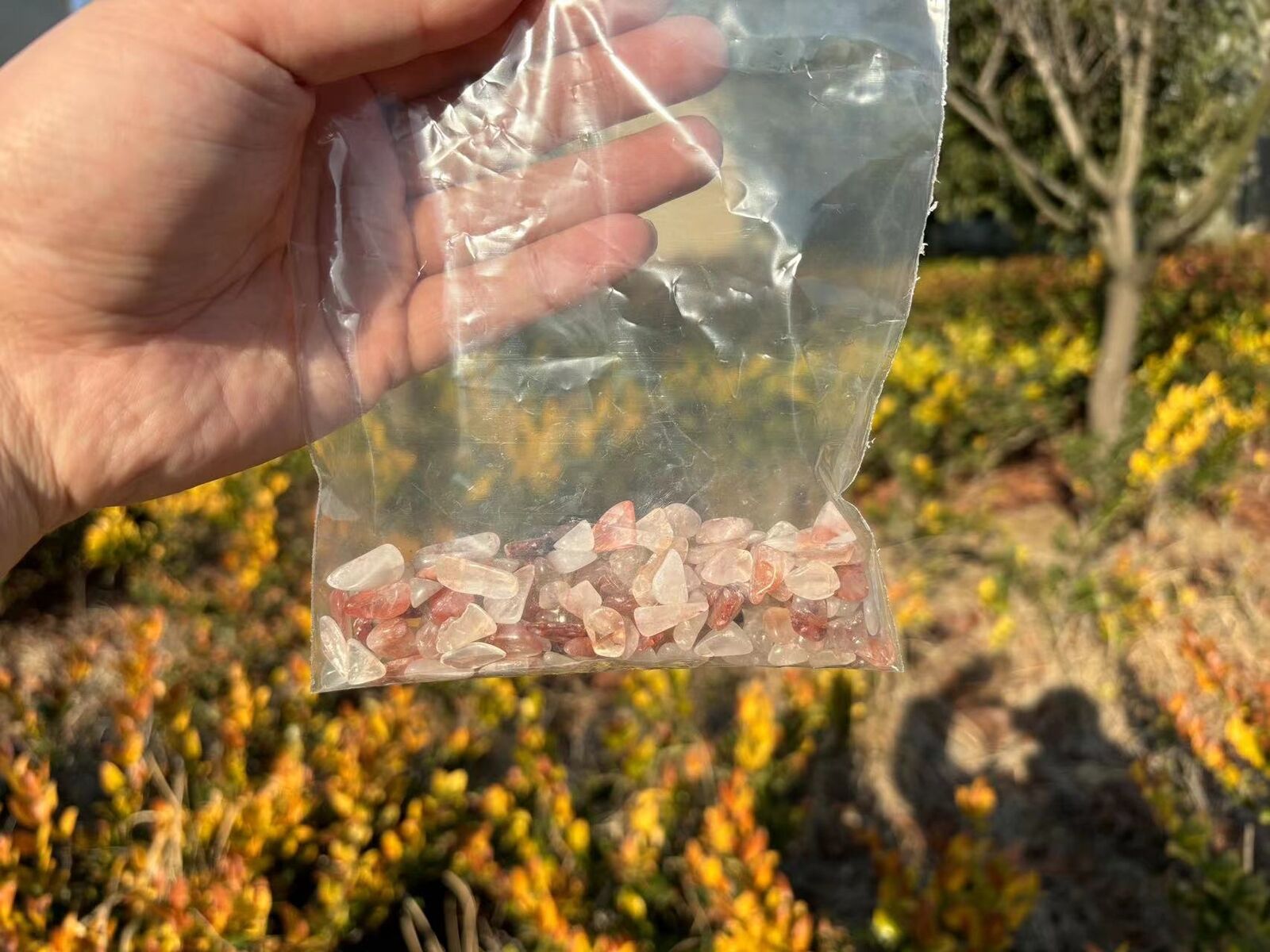 Tumbled Red Fire Quartz Crystal Chips Bulk Natural Stones