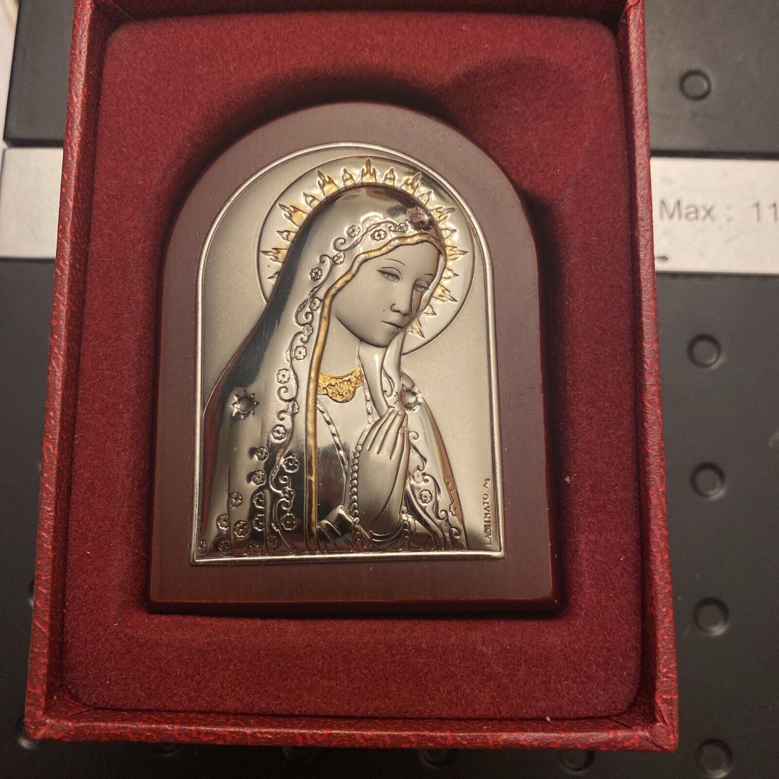 Silver Axion Byzantine Icon  The Virgin Mary Shelf 2.75 “ Tall - Sliver  Ag