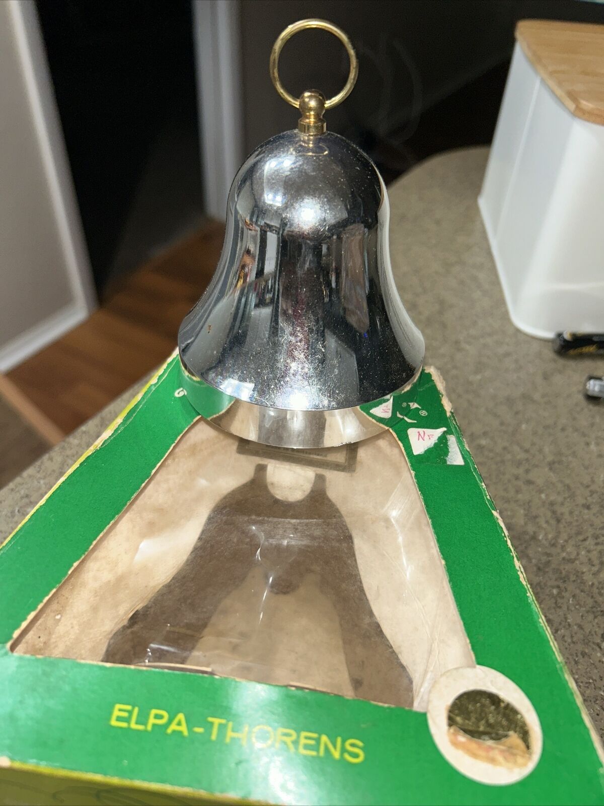 vintage Musik-Bell musical Christmas bell ornament Silver Elpa-Thorens