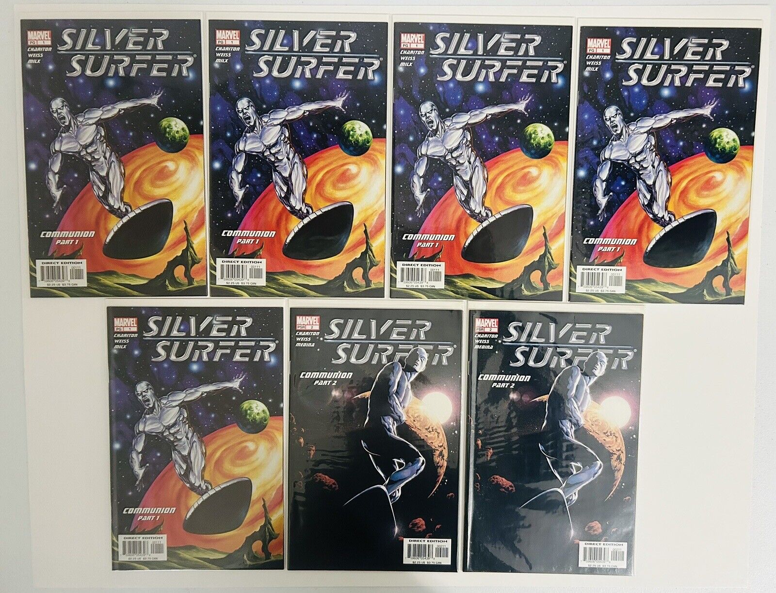 Silver Surfer 5 copies of #1 and 2 copies of #2 - 2003 \'Communion\' Pts. 1, 2