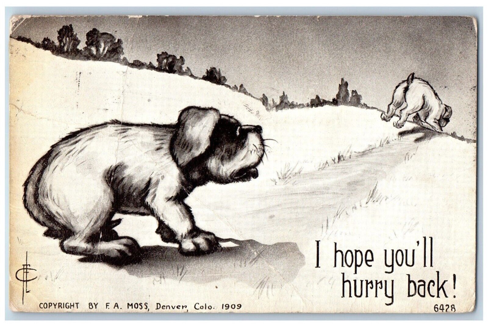 Lebanon Missouri MO Postcard Puppy Dogs I Hope You\'ll Hurry Back 1910 Antique