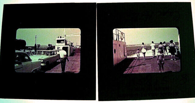 2- 1958 Kodak Transparency Film Slides Cape Hatteras North Carolina Ferry Boat