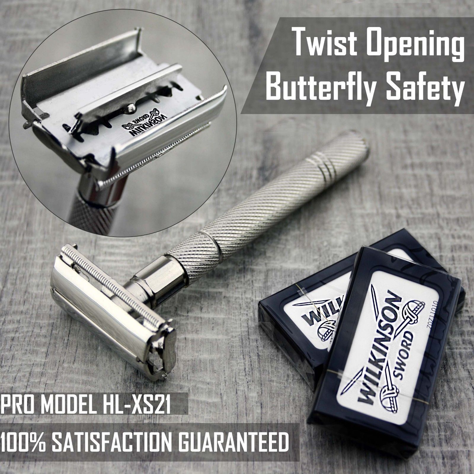 Twist Open Butterfly Safety Razor & Double Edge Classic Shaving Vintage Razors