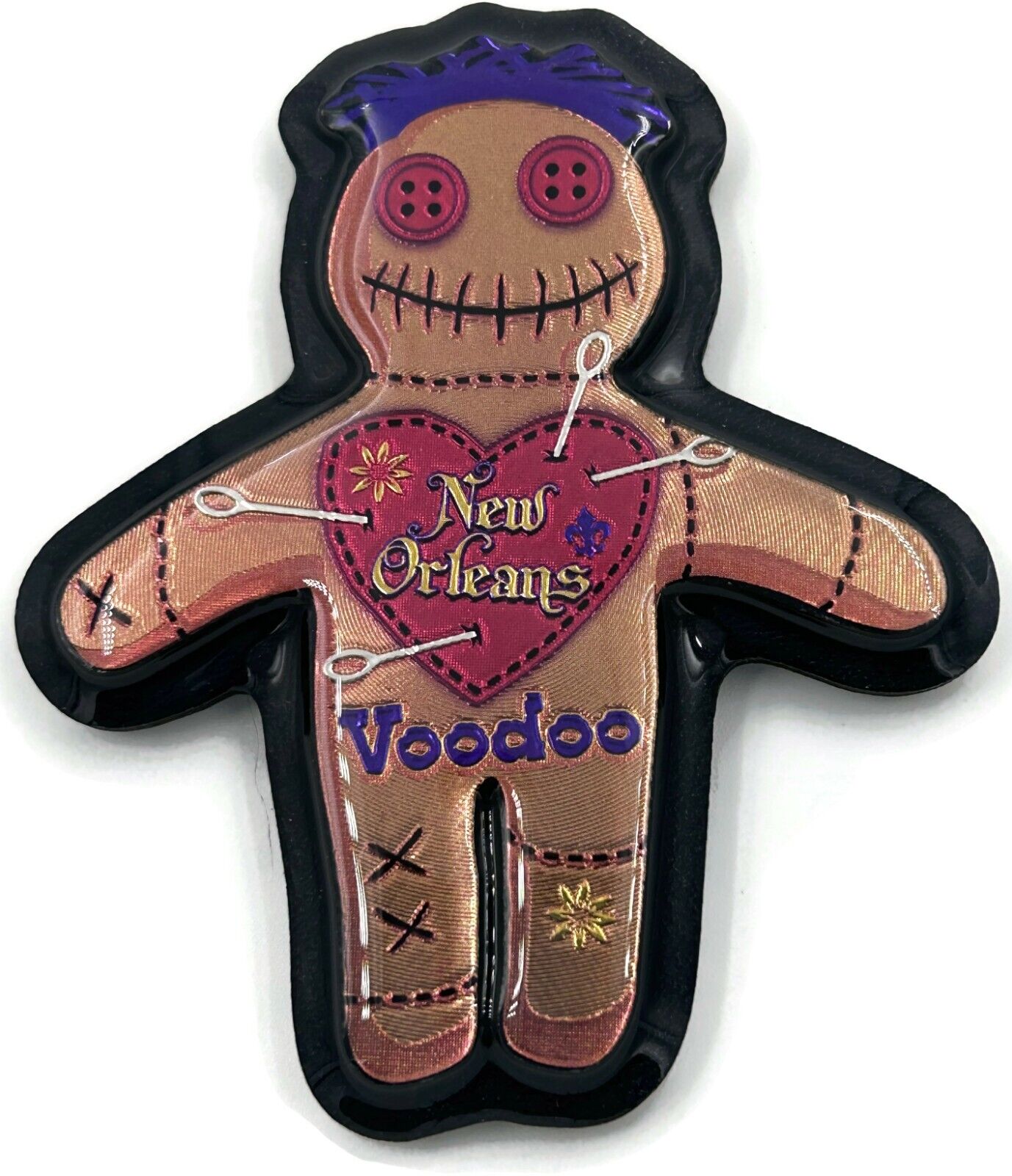 Voodoo Doll New Orleans MOJO Refrigerator Magnet Red Heart Pins Colorful