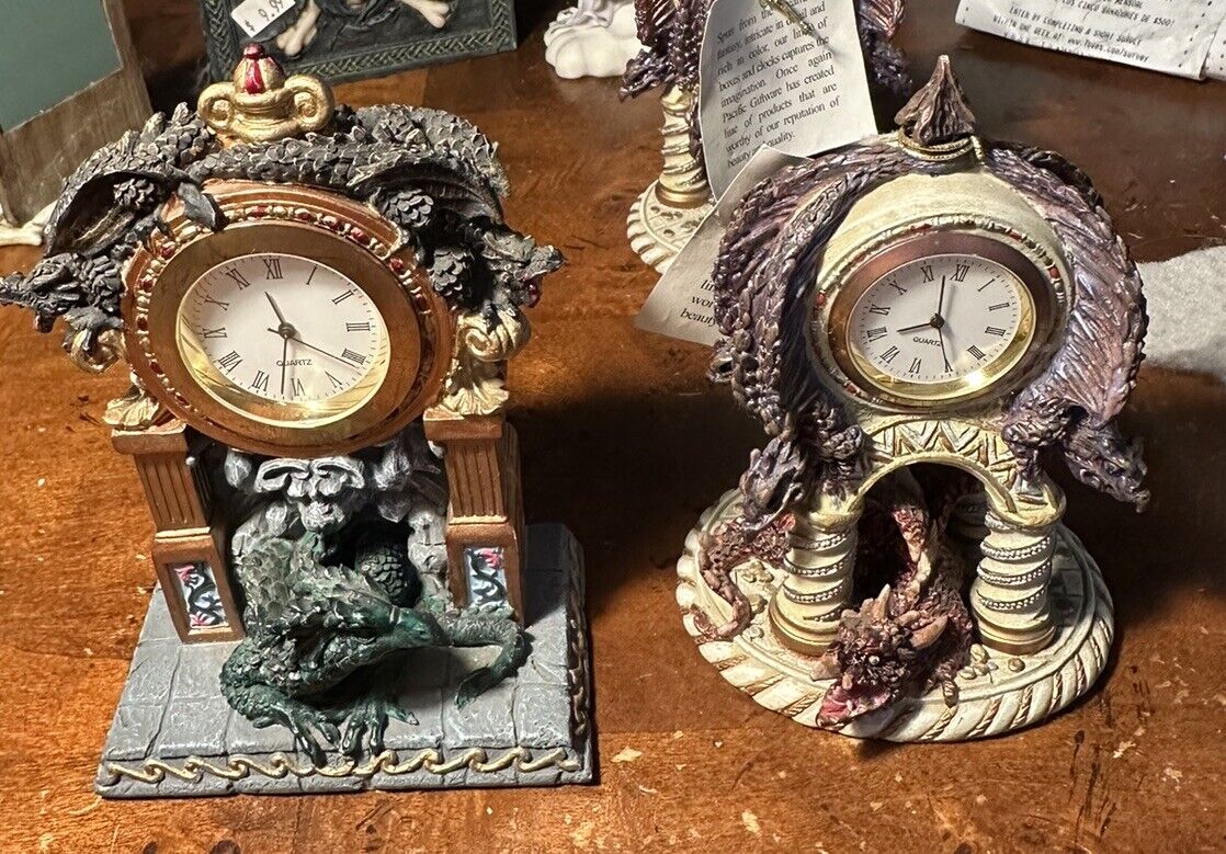 Pacific Giftware Dragon Clock 5” X 3” Resin New No Box Ships Immediately
