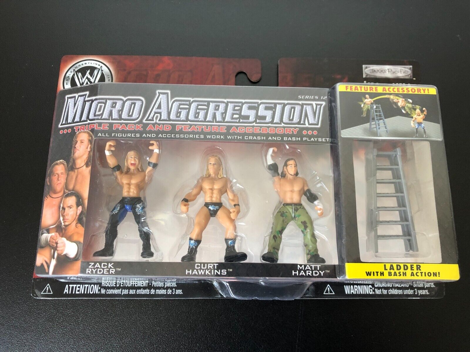 WWE MICRO AGGRESSION SERIES 11 with Ladder - Zack Ryder Curt Hawkins Hard New Original Packaging