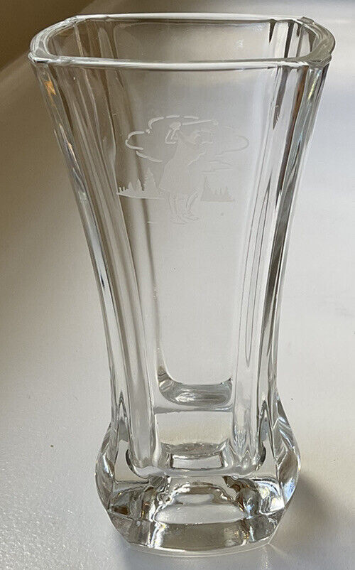 Laura BIagiotti Venezia Bellissimo Glass Vase With Etched Woman Golfer, RARE