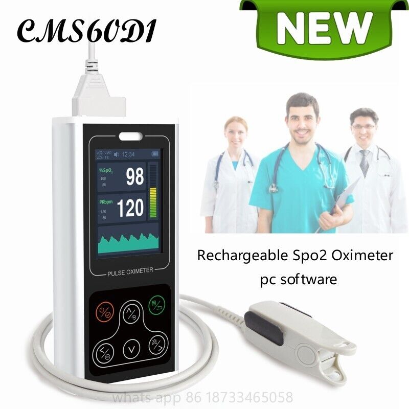 Rechargeable Spo2 Pulse Oximeter Blood Oxygen PR PI Monitor PC Software Alarm