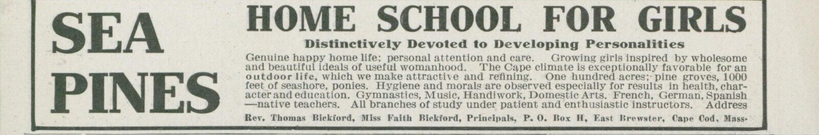 1912 Sea Pines Home School For Girls Cape Cod MA Develop Person Vtg Print Ad CO4