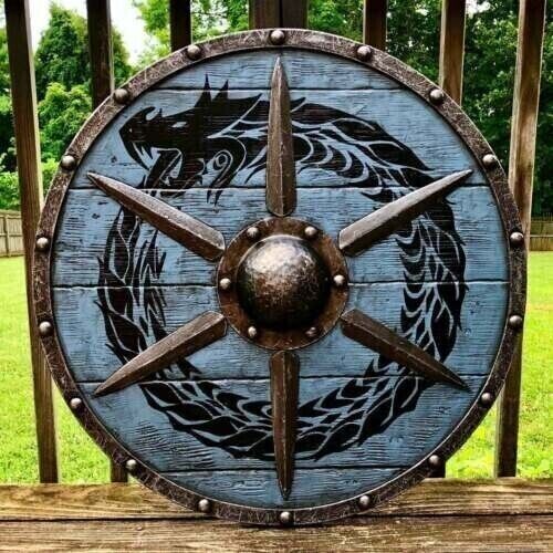 Authentic Viking Ouroboros Battleworn Shield | Wooden Cosplay Shield | Medieval