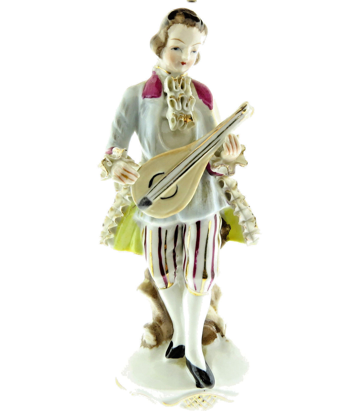 Vintage Victorian Figurine Statue Male playing Mandolin 7\