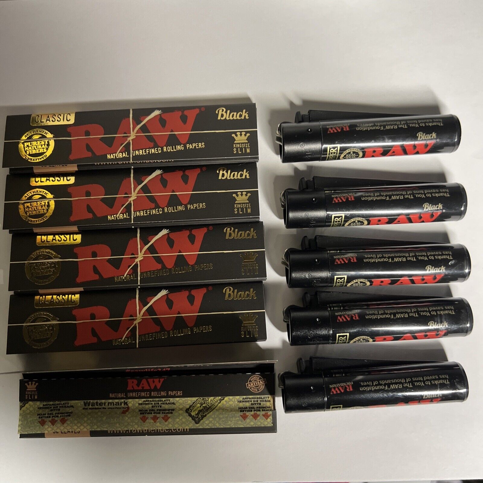 5 RAW Clipper Lighter - 5 Raw Black King Size Rolling Papers  From TN