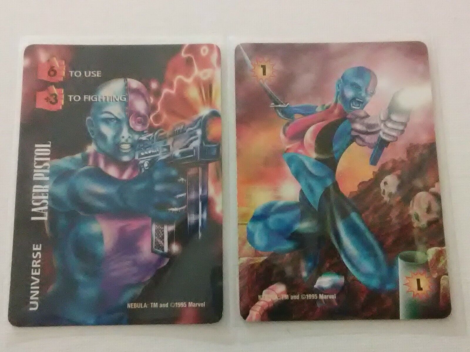 1995 NEBULA GUARDIANS OF THE GALAXY 2x MARVEL OVERPOWER Cards lot, Near Mint 9.8