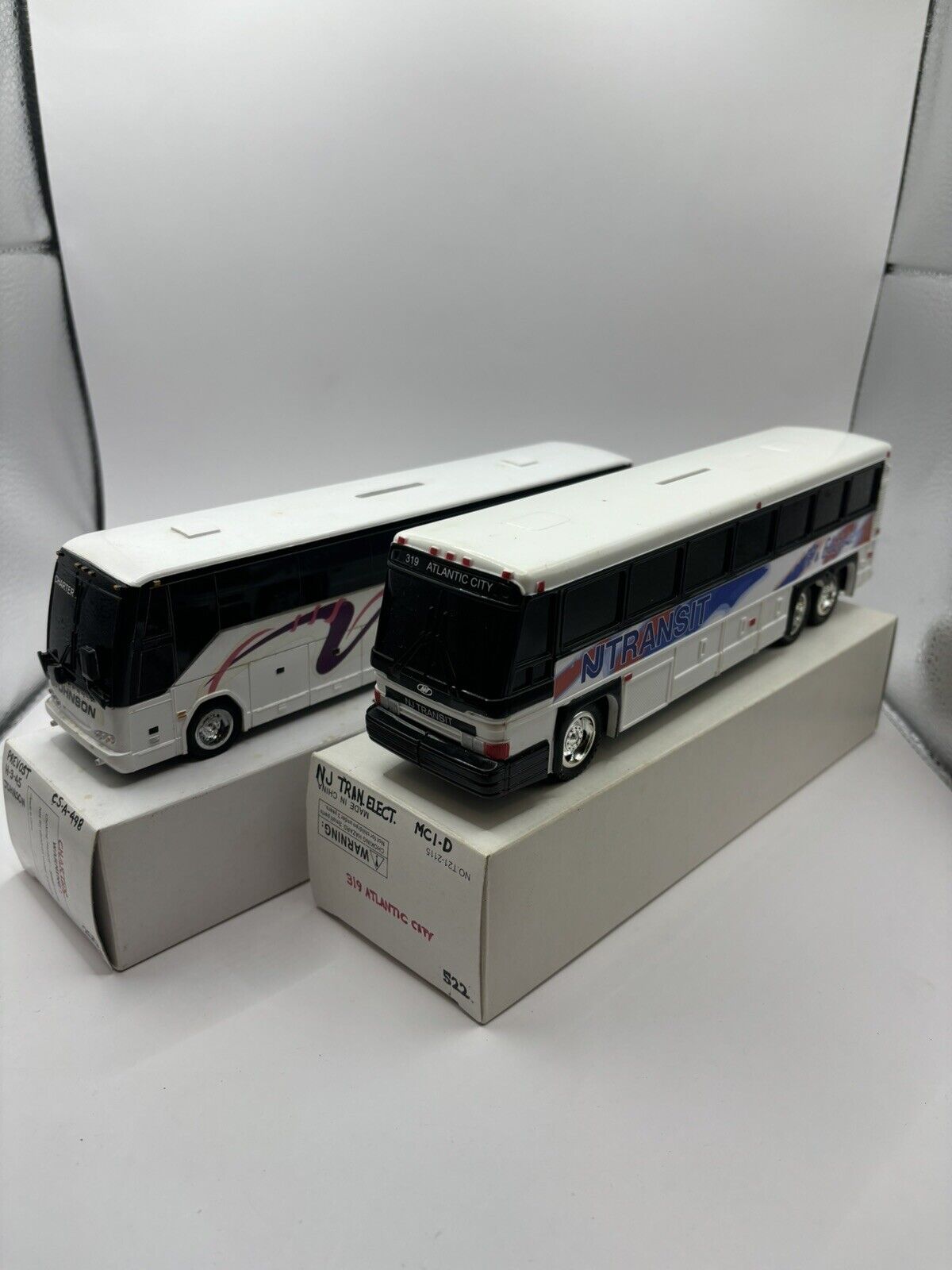Vintage Bank Bus Plastic 9.5X2X2.75'' Lot ( New Jersey and Johnson)