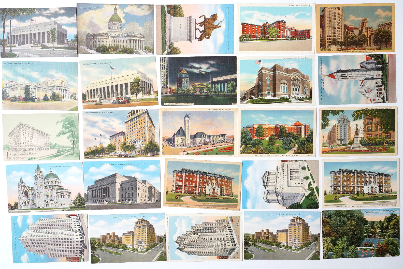 St Louis MO Postcard LOT 25 Vintage City Views Missouri Buildings Old Cards