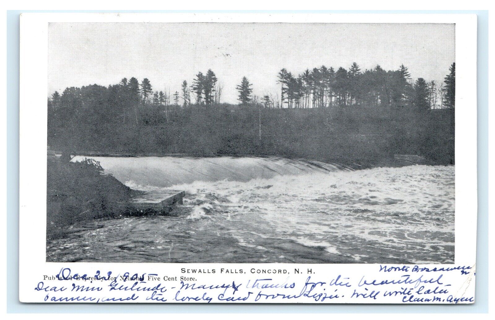 Sewalls Falls Concord NH New Hampshire UDB 1905 Postcard D12