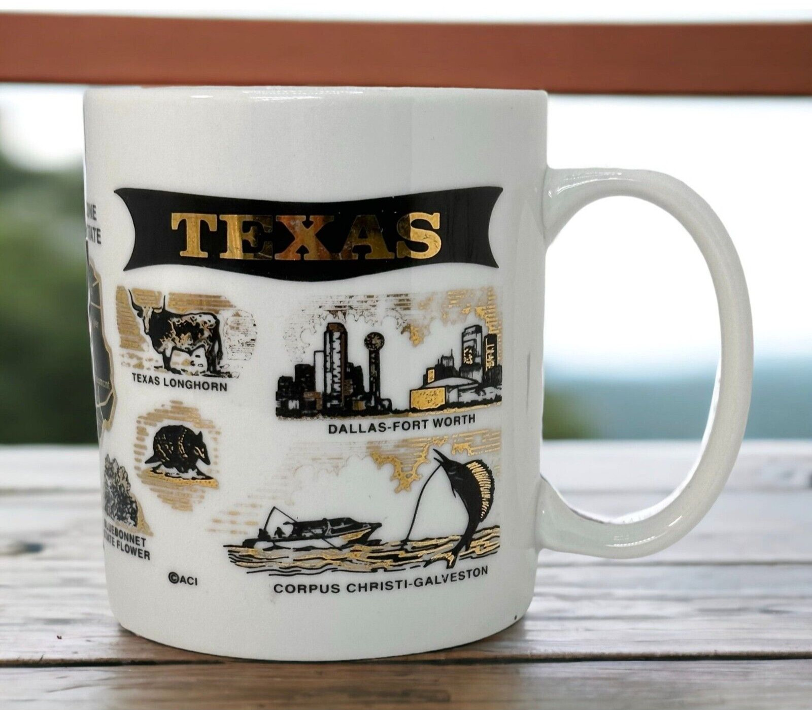 Vintage M Ware TEXAS The Lone Star State Ceramic Coffee Tea Mug Cup 12 oz