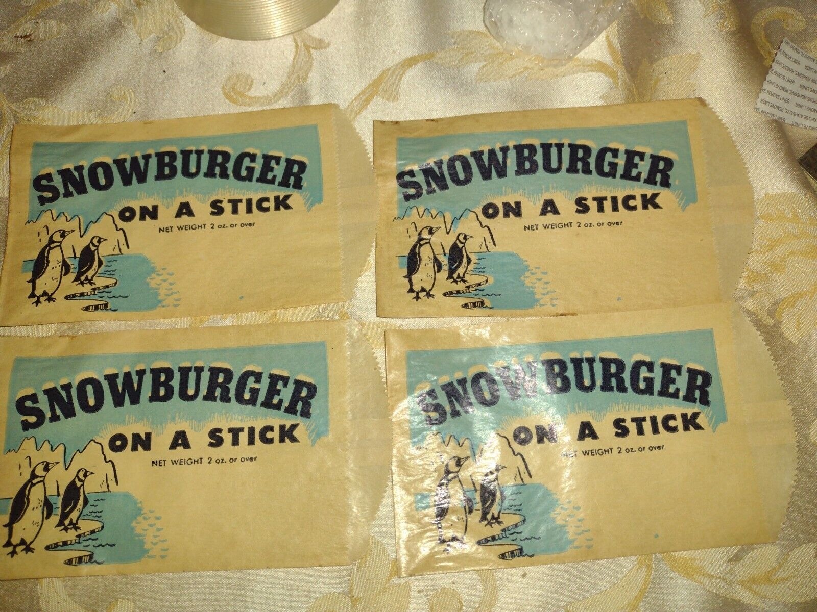 Vintage Snowburger On A Stick ice cream popsicle (4) Bag Lot 