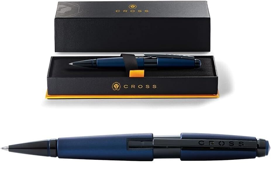 Cross Edge Black Rollerball Pen Matte Blue Body Personalised Gift Free Engraving