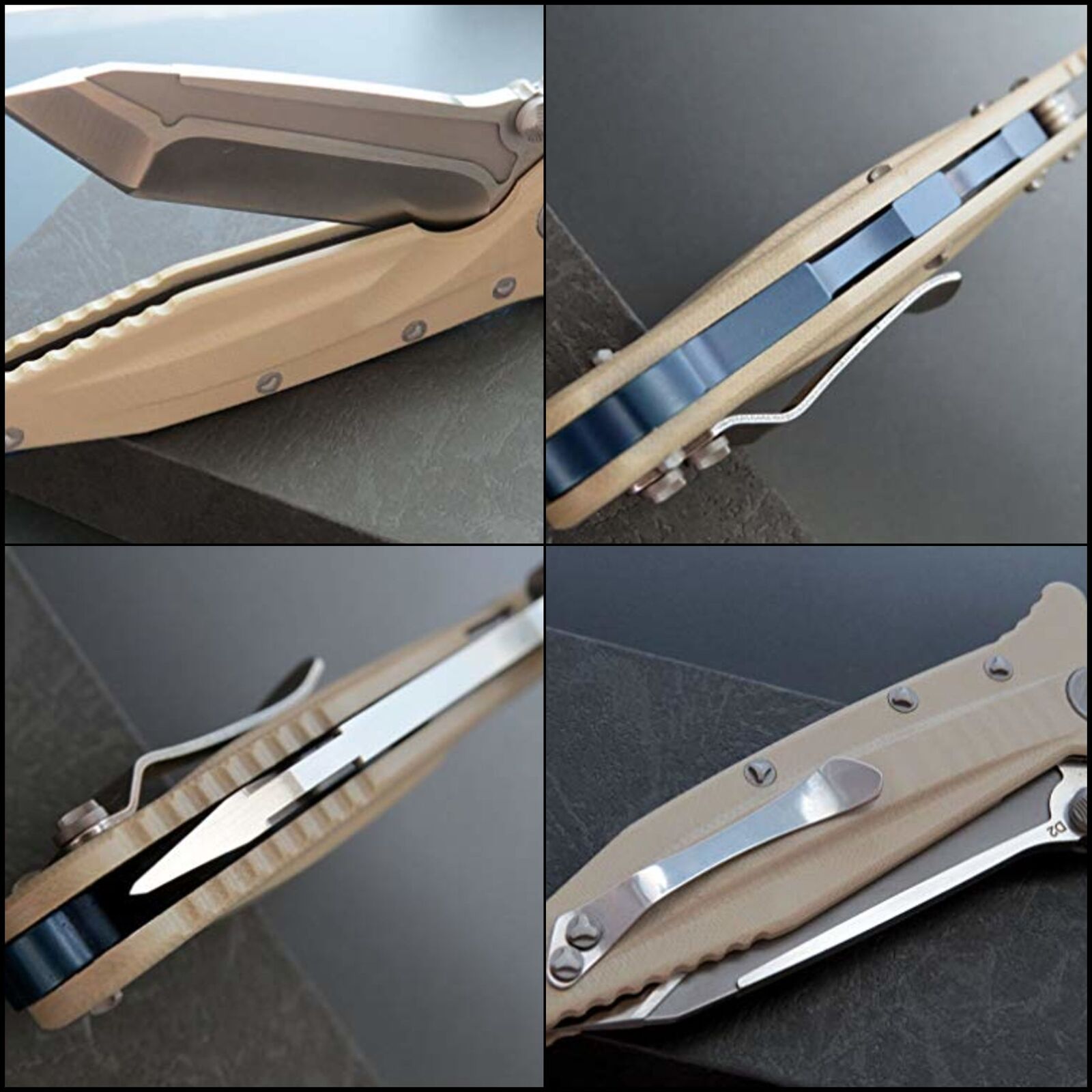 Eafengrow Knife Folding D2 Handle G10 Pocket Edc Hunting Steel Camping Lock
