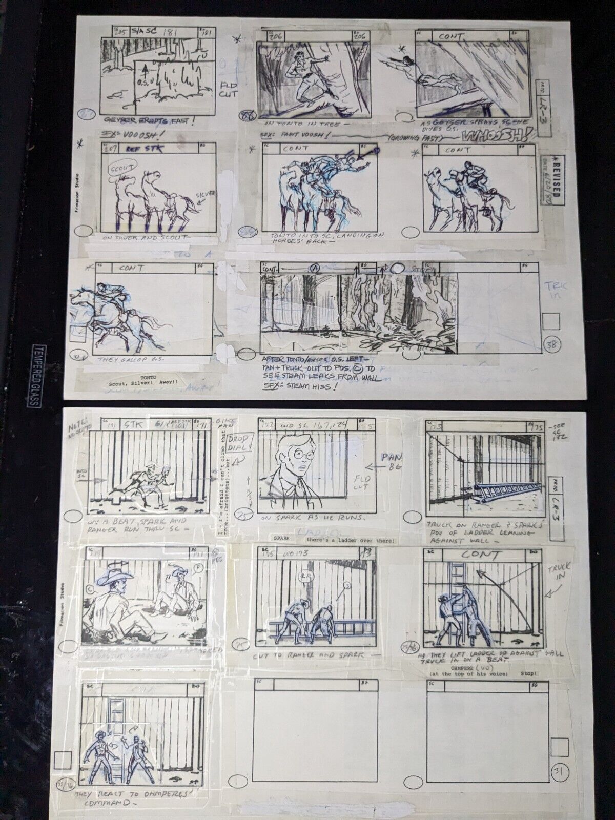 THE LONE RANGER ANIMATION CELS ART FILMATION  ART STORYBOARDS 80s Western TV II0