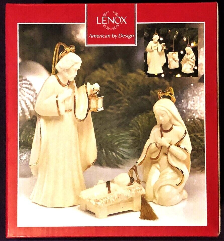 Lenox 3 Piece Holiday Nativity Set Table Top Or Hanging Ornaments New Other