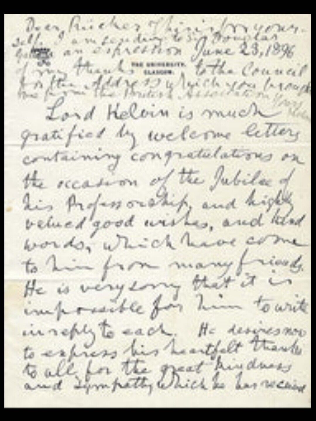 THERMODYNAMICS Scientist WILLIAM THOMSON 1ST BARON KELVIN Signed Letter