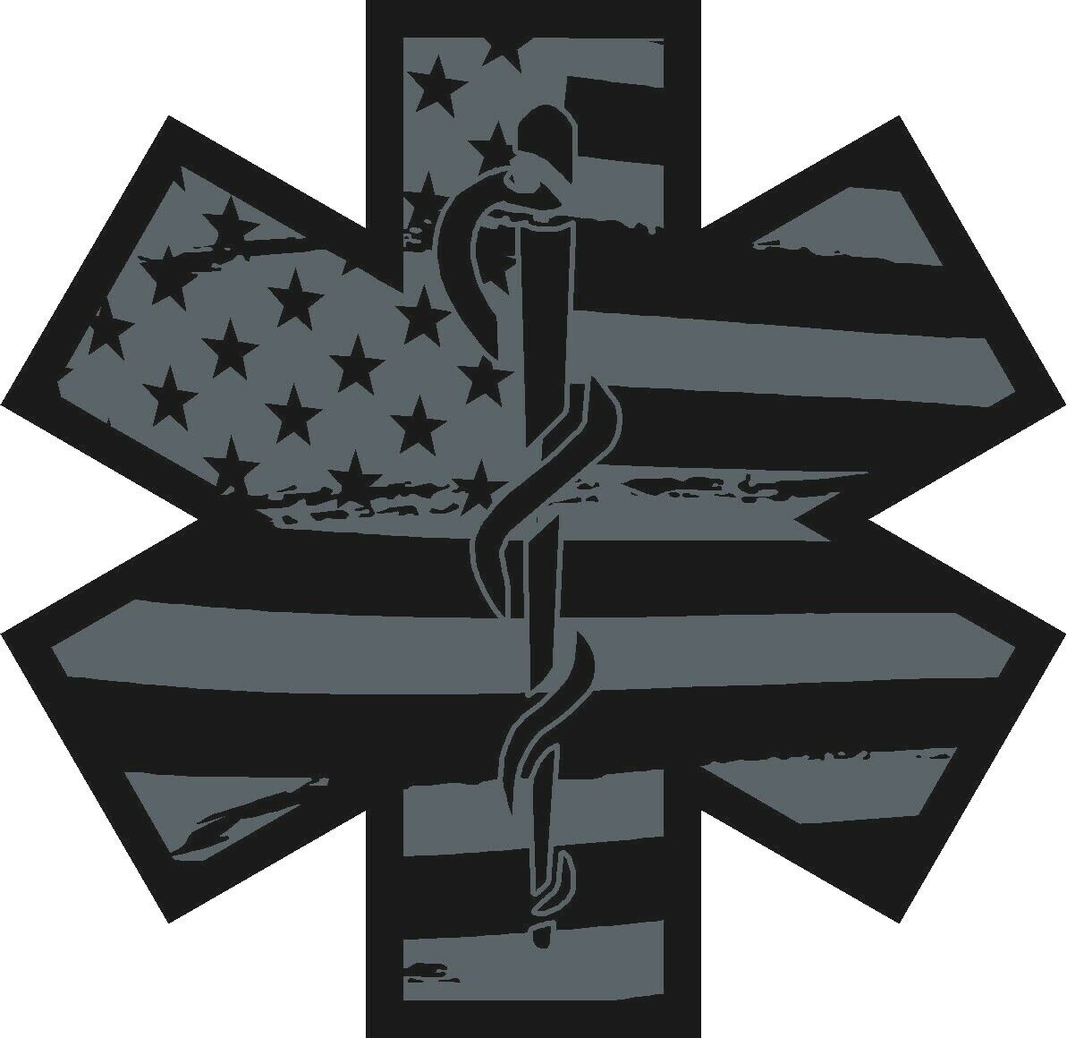 Black Flag Subdued Reflective Star Of Life Fire Helmet Decal EMT 2 inch style 2