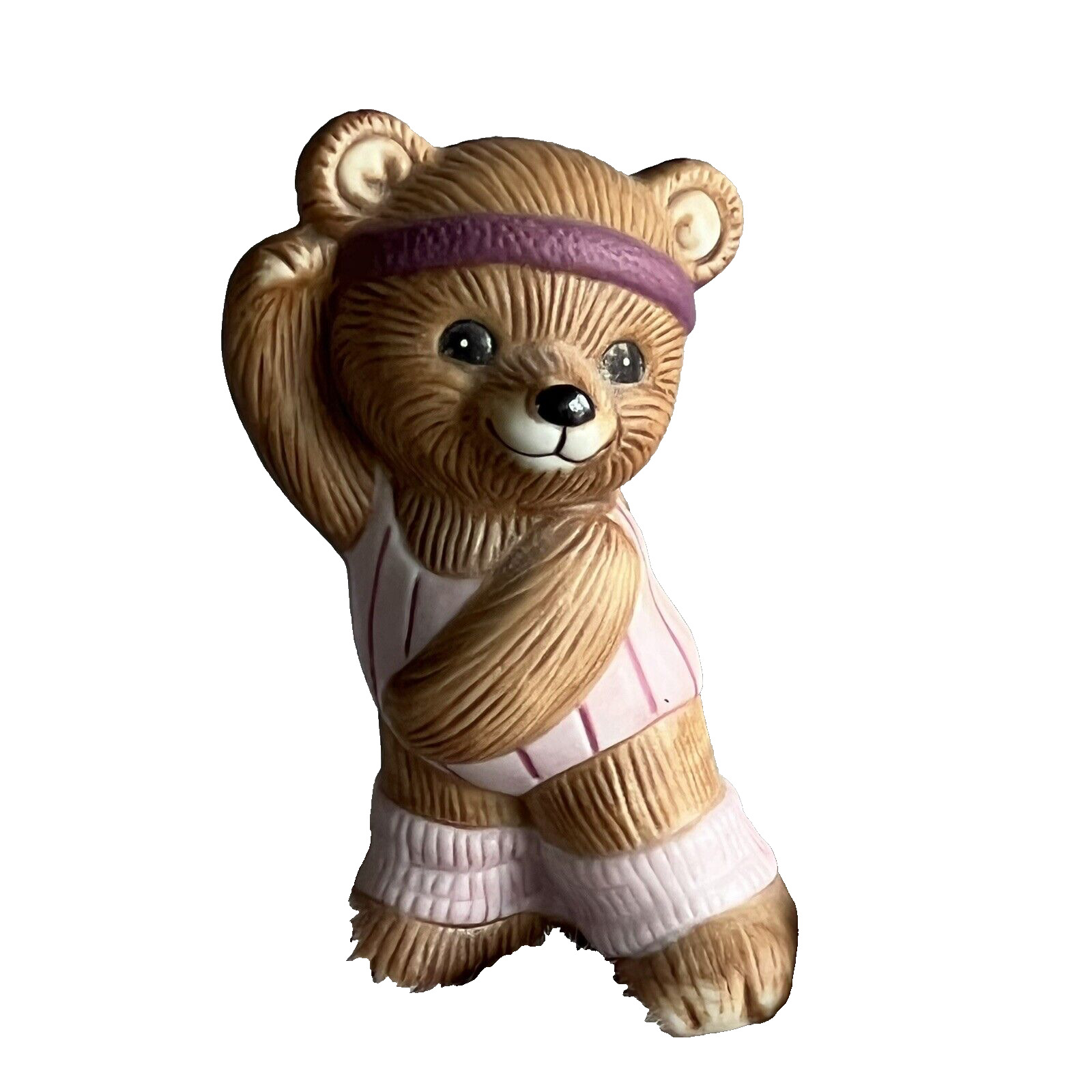 Homco Bear Figurine - Exercise Female Bear 80\'s Jazzersize #1448 Purple Pink