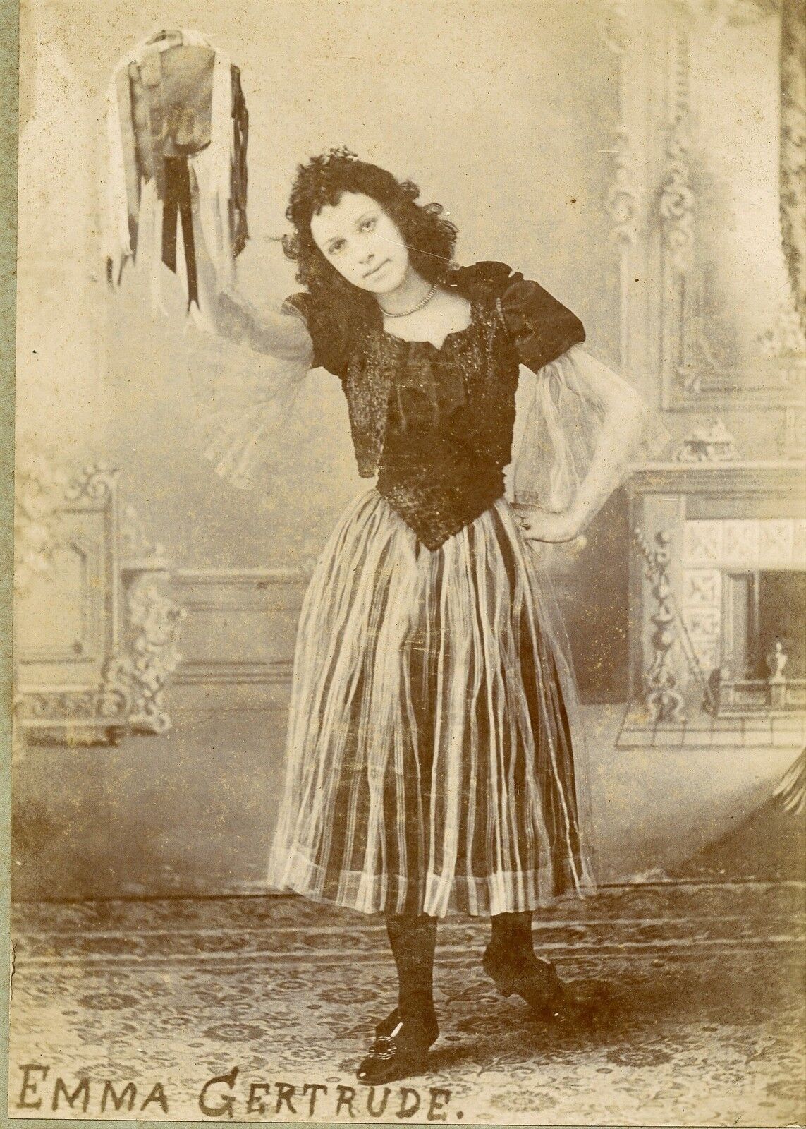 Emma Gertrude, Young Girl Dancing, Hat, Vintage Photo by Mertens, Stouffville ON