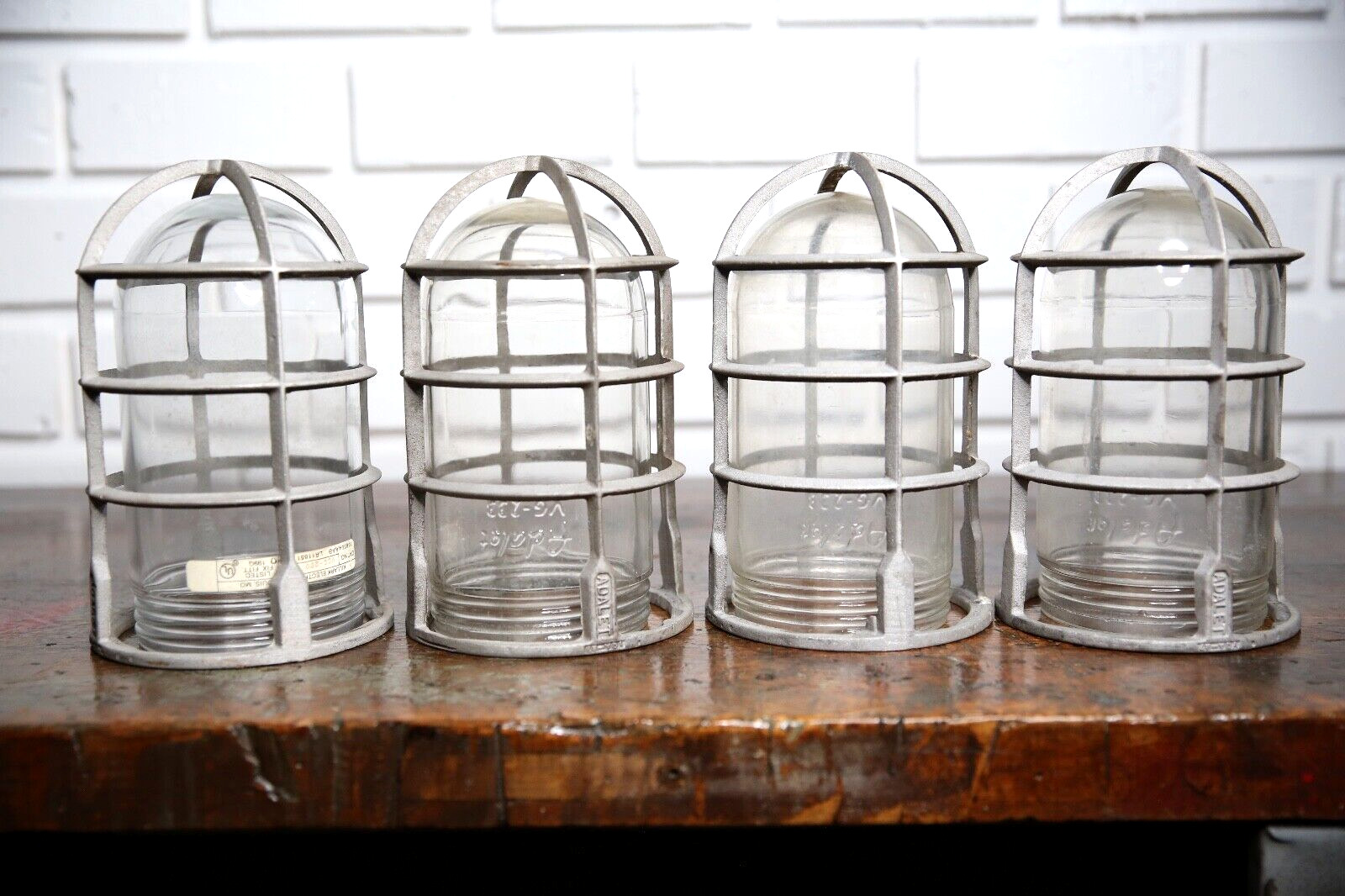 4 Vintage Industrial Explosion Proof Light Glass Globes with cages factory