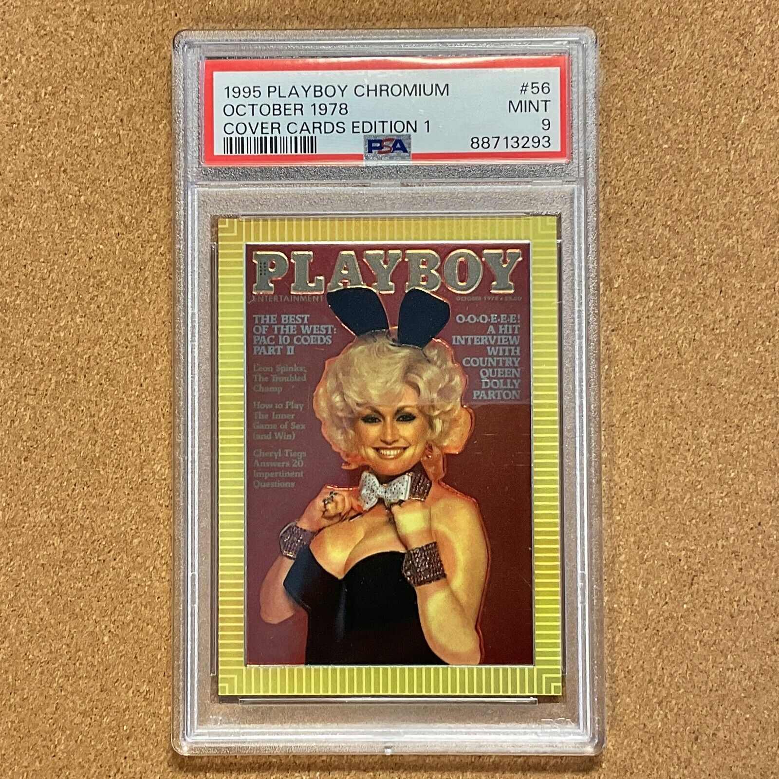 DOLLY PARTON - 1995 PLAYBOY CHROMIUM COVERS CARDS OCT 1978 #56 ROOKIE PSA 9 MINT