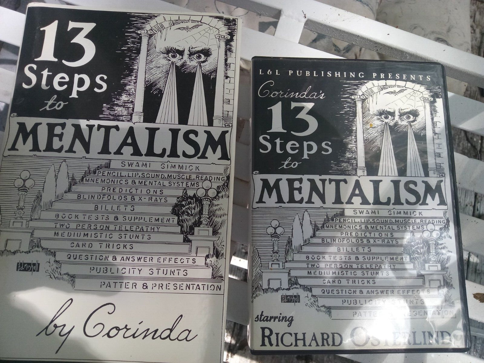 13 Steps To Mentalism hardback book and 6 dvd learning set magic corinada trick