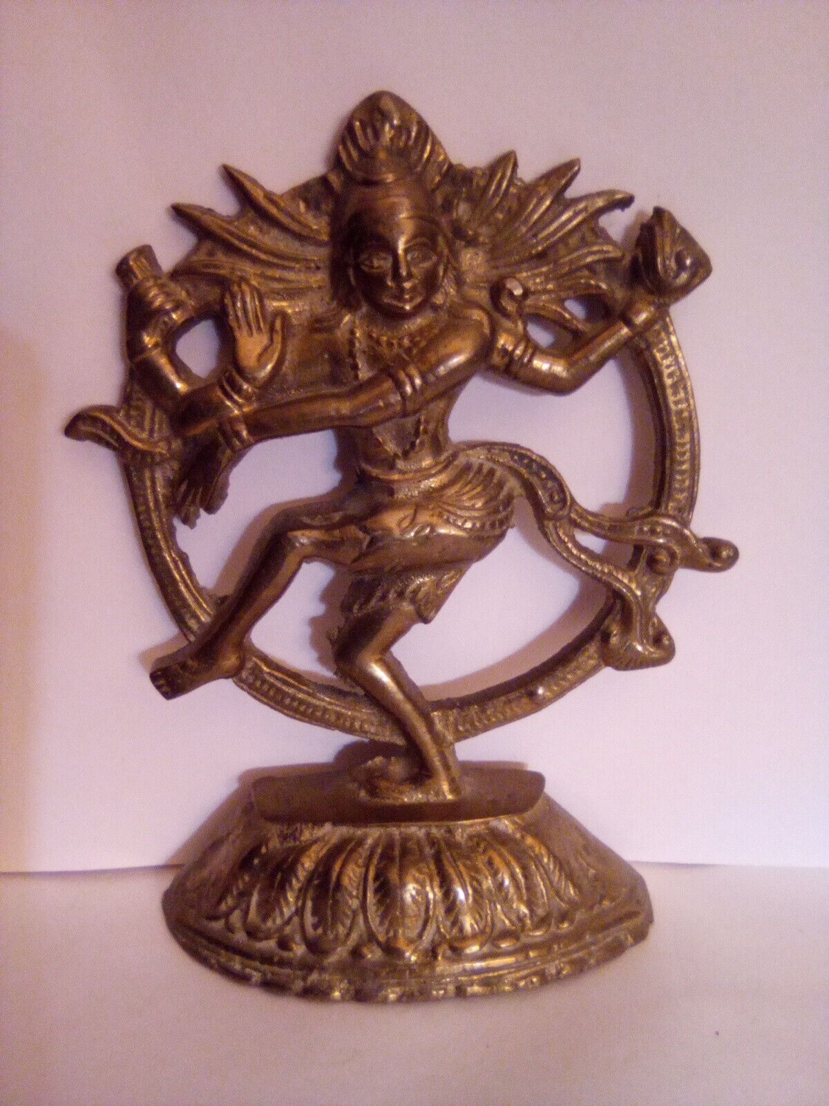 Vintage Brass Nataraja Statue Small Dancing Shiva Hindu God. #93