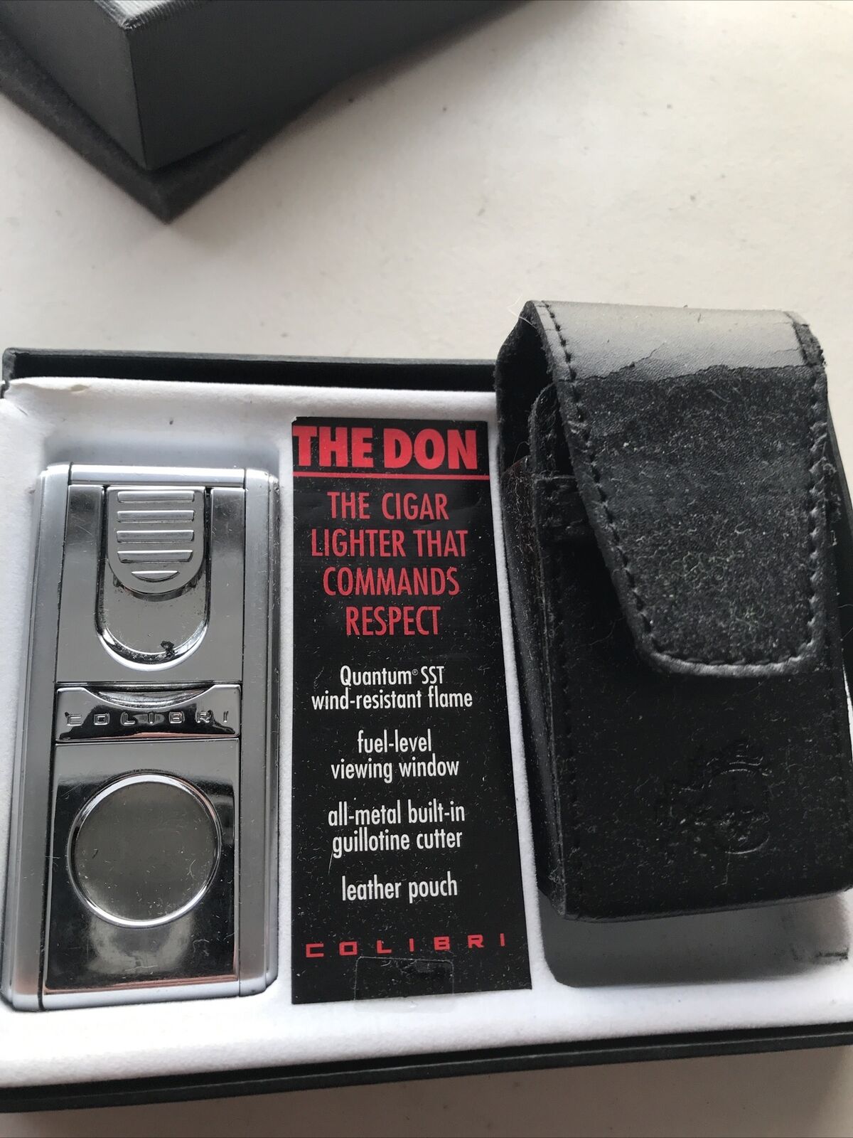 Colibri Quantum Lift SST Cigar Lighter Black & Silver in Box The Don Broken Case