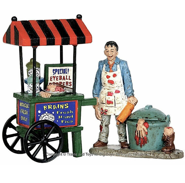 Lemax Spooky Town Zombie Brains Food Cart Halloween Village Accent