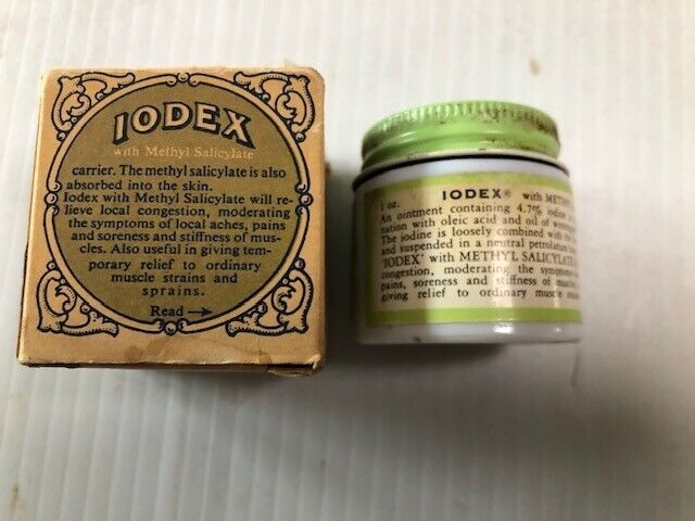 Vintage IODEX Medicine Jar With Contents and Original Box