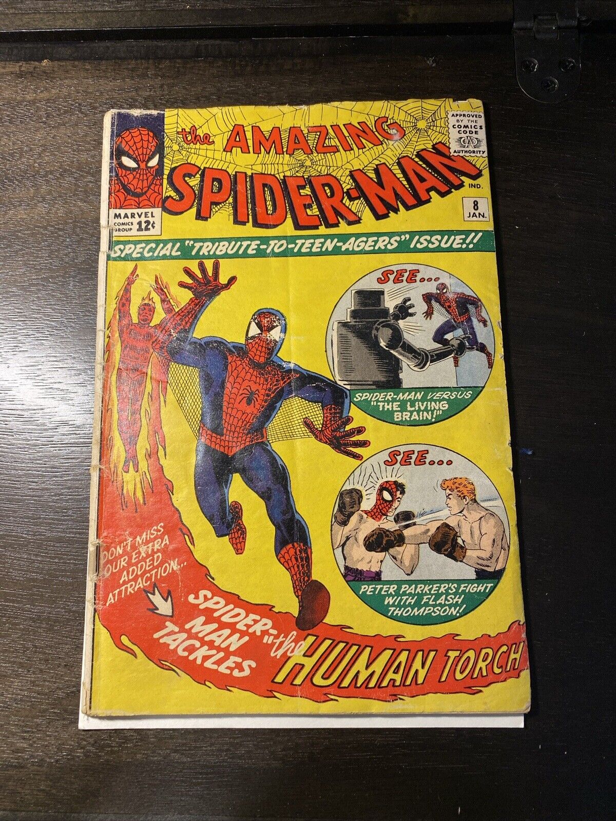 Amazing Spider Man #8 - 1st Living Brain, Battle Vs Human Torch