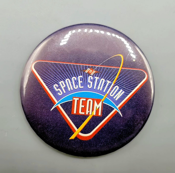 Vintage Space Station Team Collectible Pinback Button