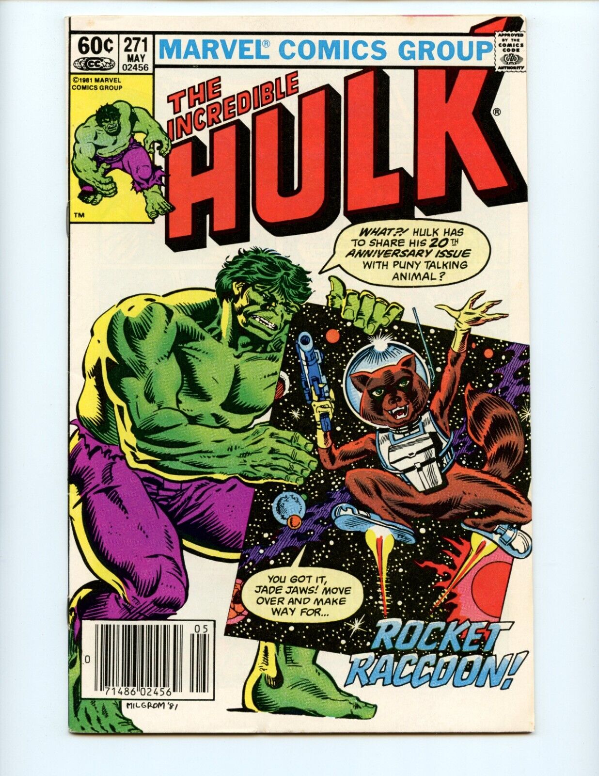 Incredible Hulk #271 Comic Book 1982 VF Newsstand 1st App Rocket Raccoon Comics