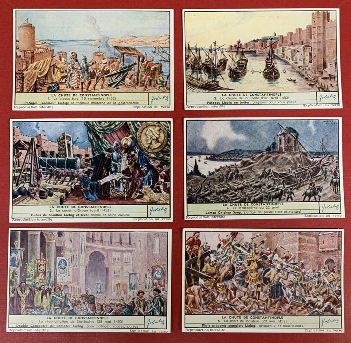 The Fall of Constantinople, Liebig Company, Set of 6 Early Trade Cards